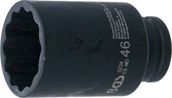 Kraft-Steckschlüssel-Einsatz Zwölfkant, tief | Antrieb Innenvierkant 12,5 mm (1/2") | SW 46 mm