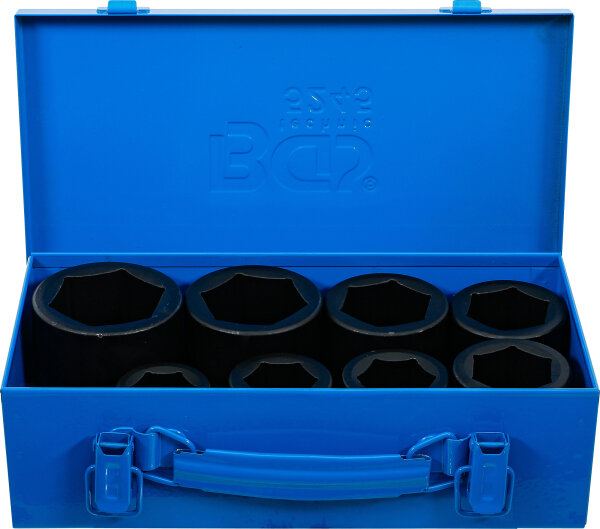 Kraft-Steckschlüssel-Einsatz-Satz Sechskant | Antrieb Innenvierkant 25 mm (1") | SW 27 - 50 mm | 8-tlg.