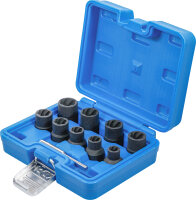 Spiral-Profil-Steckschlüssel-Satz / Schraubenausdreher | Antrieb Innenvierkant 12,5 mm (1/2") | SW 10 - 19 mm | 10-tlg.