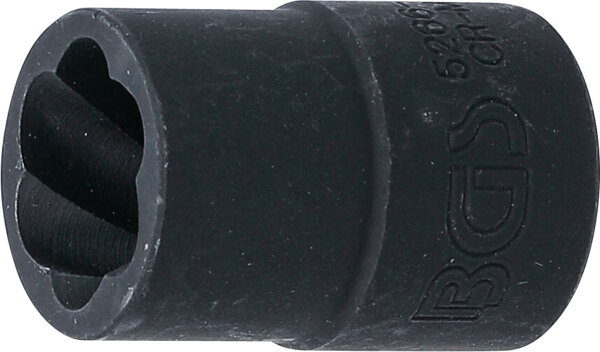 Spiral-Profil-Steckschlüssel-Einsatz / Schraubenausdreher | Antrieb Innenvierkant 12,5 mm (1/2") | SW 15 mm