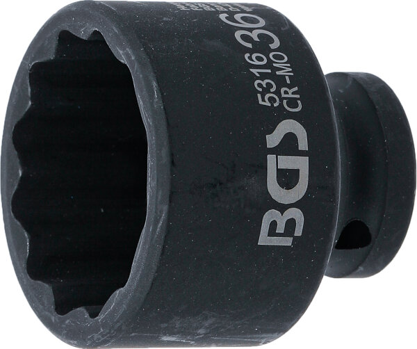 Kraft-Steckschlüssel-Einsatz Zwölfkant | Antrieb Innenvierkant 12,5 mm (1/2") | SW 36 mm