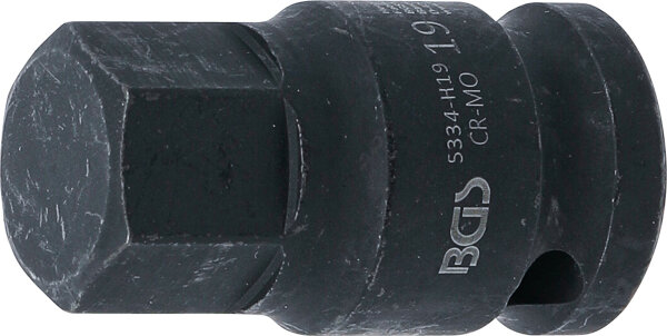 Kraft-Bit-Einsatz | Länge 42 mm | Antrieb Innenvierkant 12,5 mm (1/2") | Innensechskant 19 mm