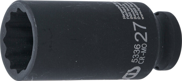 Kraft-Steckschlüssel-Einsatz Zwölfkant, tief | Antrieb Innenvierkant 12,5 mm (1/2") | SW 27 mm