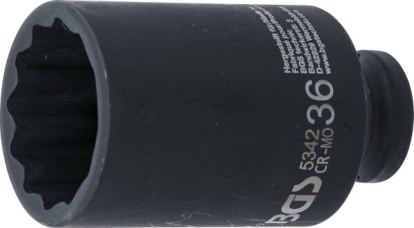 Kraft-Steckschlüssel-Einsatz Zwölfkant, tief | Antrieb Innenvierkant 12,5 mm (1/2") | SW 36 mm