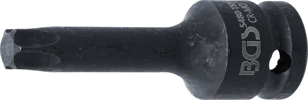 Kraft-Bit-Einsatz | Länge 75 mm | Antrieb Innenvierkant 12,5 mm (1/2") | T-Profil (für Torx) T55