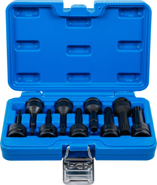 Kraft-Bit-Einsatz-Satz | Antrieb Innenvierkant 12,5 mm (1/2") | Innenvielzahn (für XZN) M4 - M16 | 9-tlg.