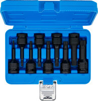 Kraft-Bit-Einsatz-Satz | Antrieb Innenvierkant 12,5 mm (1/2") | Innenvielzahn (für XZN) M4 - M16 | 9-tlg.