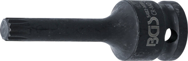 Kraft-Bit-Einsatz | Länge 75 mm | Antrieb Innenvierkant 12,5 mm (1/2") | Innenvielzahn (für XZN) M10