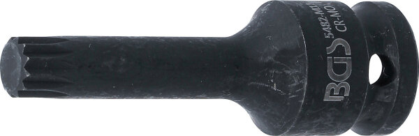 Kraft-Bit-Einsatz | Länge 75 mm | Antrieb Innenvierkant 12,5 mm (1/2") | Innenvielzahn (für XZN) M12