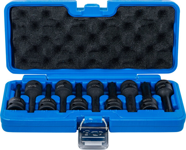 Kraft-Bit-Einsatz-Satz | Antrieb Innenvierkant 12,5 mm (1/2") | Keil-Profil (für Ribe) M5 - M14 | 9-tlg.