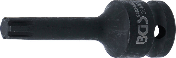 Kraft-Bit-Einsatz | Länge 75 mm | Antrieb Innenvierkant 12,5 mm (1/2") | Keil-Profil (für RIBE) M10