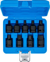 Kraft-Bit-Einsatz-Satz | Antrieb Innenvierkant 12,5 mm (1/2") | Innensechskant 5 - 19 mm | 9-tlg.