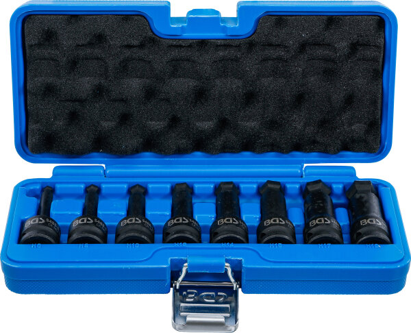 Kraft-Bit-Einsatz-Satz | Länge 75 mm | Antrieb Innenvierkant 12,5 mm (1/2") | Innensechskant mit Kugelkopf 6 - 19 mm | 8-tlg.