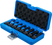 Kraft-Bit-Einsatz-Satz | Länge 75 mm | Antrieb Innenvierkant 12,5 mm (1/2") | Innensechskant mit Kugelkopf 6 - 19 mm | 8-tlg.