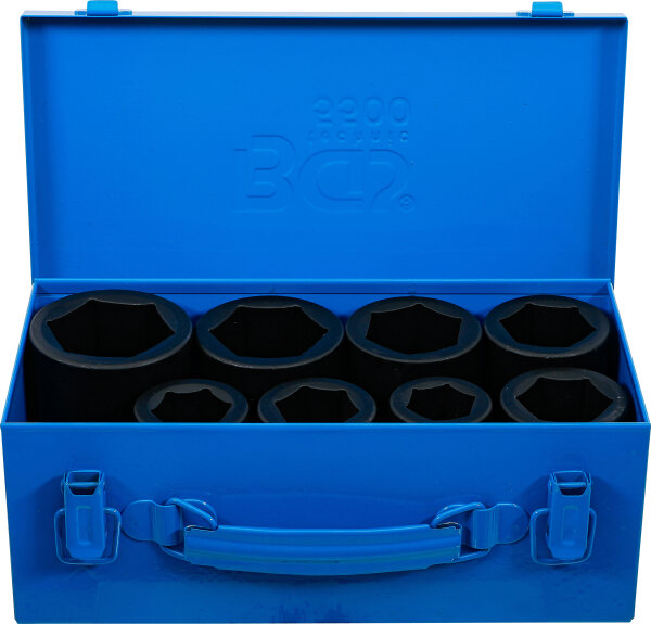 Kraft-Steckschlüssel-Einsatz-Satz Sechskant, tief | Antrieb Innenvierkant 25 mm (1") | SW 27 - 50 mm | 8-tlg.