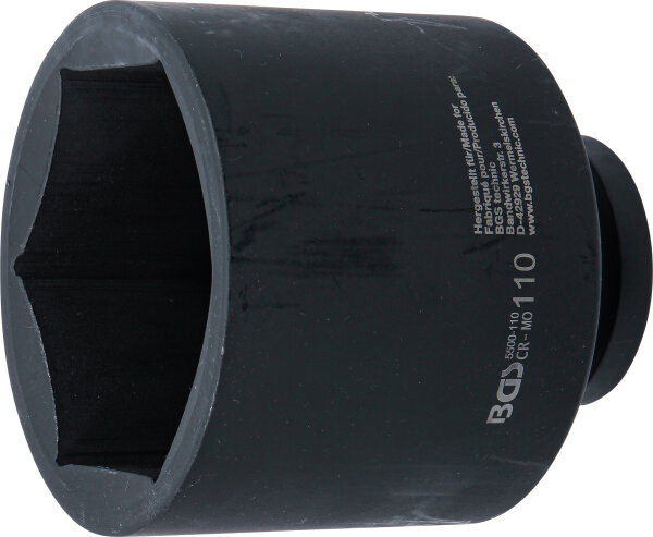 Kraft-Steckschlüssel-Einsatz Sechskant, tief | Antrieb Innenvierkant 25 mm (1") | SW 110 mm