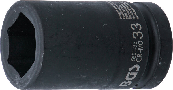 Kraft-Steckschlüssel-Einsatz Sechskant, tief | Antrieb Innenvierkant 25 mm (1") | SW 33 mm