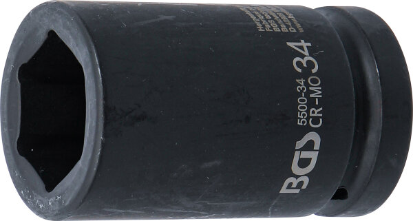 Kraft-Steckschlüssel-Einsatz Sechskant, tief | Antrieb Innenvierkant 25 mm (1") | SW 34 mm