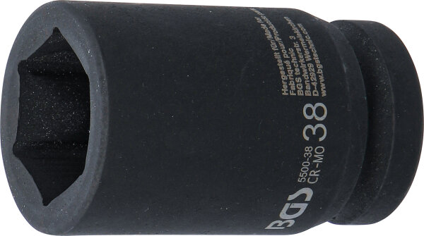 Kraft-Steckschlüssel-Einsatz Sechskant, tief | Antrieb Innenvierkant 25 mm (1") | SW 38 mm
