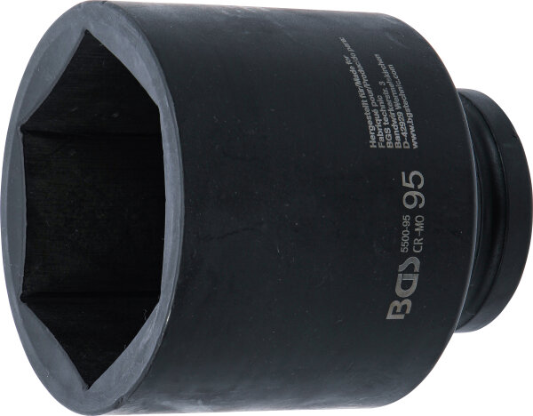 Kraft-Steckschlüssel-Einsatz Sechskant, tief | Antrieb Innenvierkant 25 mm (1") | SW 95 mm