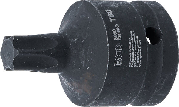 Kraft-Bit-Einsatz | Länge 60 mm | Antrieb Innenvierkant 20 mm (3/4") | T-Profil (für Torx) T60