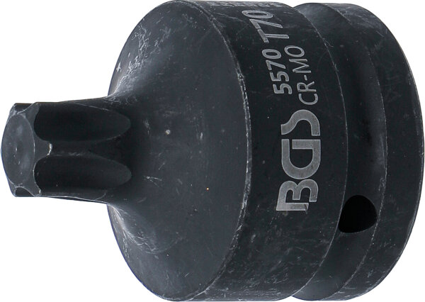 Kraft-Bit-Einsatz | Länge 60 mm | Antrieb Innenvierkant 20 mm (3/4") | T-Profil (für Torx) T70