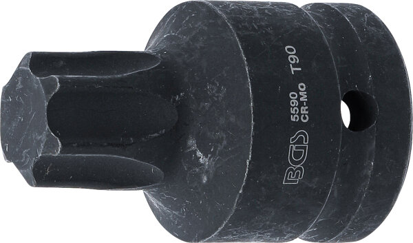 Kraft-Bit-Einsatz | Länge 60 mm | Antrieb Innenvierkant 20 mm (3/4") | T-Profil (für Torx) T90