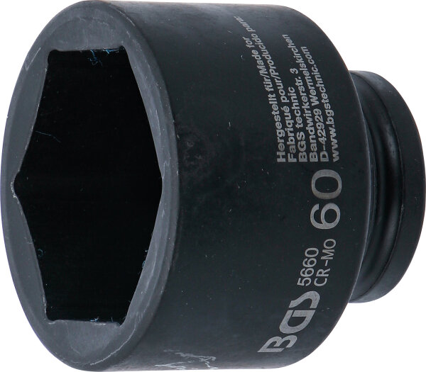 Kraft-Steckschlüssel-Einsatz Sechskant | Antrieb Innenvierkant 20 mm (3/4") | SW 60 mm