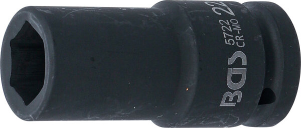 Kraft-Steckschlüssel-Einsatz Sechskant, tief | Antrieb Innenvierkant 20 mm (3/4") | SW 22 mm