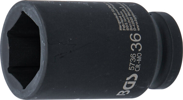 Kraft-Steckschlüssel-Einsatz Sechskant, tief | Antrieb Innenvierkant 20 mm (3/4") | SW 36 mm