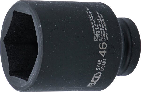 Kraft-Steckschlüssel-Einsatz Sechskant, tief | Antrieb Innenvierkant 20 mm (3/4") | SW 46 mm