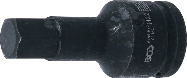 Kraft-Bit-Einsatz | Länge 100 mm | Antrieb Innenvierkant 20 mm (3/4") | Innensechskant 22 mm