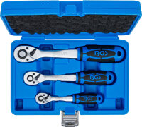 Umschaltknarren-Satz | feinverzahnt | Abtrieb Außenvierkant 6,3 mm (1/4") - 10 mm (3/8") - 12,5 mm (1/2") | 3-tlg.