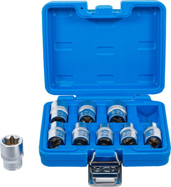 Steckschlüssel-Einsatz-Satz E-Profil | Antrieb Innenvierkant 12,5 mm (1/2") | SW E10 - E24 | 9-tlg.