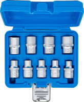 Steckschlüssel-Einsatz-Satz E-Profil | Antrieb Innenvierkant 12,5 mm (1/2") | SW E10 - E24 | 9-tlg.