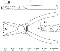 Sprengringzange | abgewinkelt | für Innensprengringe...