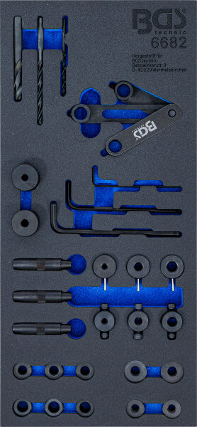 Werkstattwageneinlage 1/3: Zylinderkopf-Bohrlehren-Werkzeug-Satz | 28-tlg.