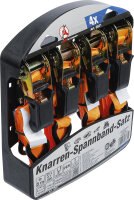 Knarren-Spannband-Satz | mit schweren Haken | 5 m x 25 mm | 4-tlg.