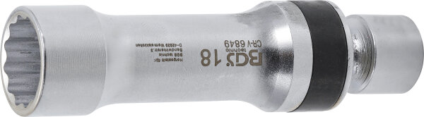 Zündkerzen-Gelenkeinsatz Zwölfkant mit Haltefeder | Antrieb Innenvierkant 10 mm (3/8") | SW 18 mm