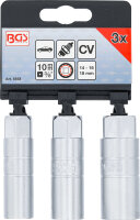 Zündkerzen-Einsatz-Satz Zwölfkant | Antrieb Innenvierkant 10 mm (3/8") | SW 14 - 16 - 18 mm | 3-tlg.