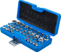 Steckschlüssel-Einsatz-Satz, E-Profil | Antrieb Innenvierkant 6,3 mm (1/4") / 12,5 mm (1/2") | SW E4 - E24 | 28-tlg.