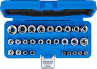 Steckschlüssel-Einsatz-Satz, E-Profil | Antrieb Innenvierkant 6,3 mm (1/4") / 12,5 mm (1/2") | SW E4 - E24 | 28-tlg.