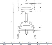 Werkstattstuhl | höhenverstellbar | 630 - 770 mm