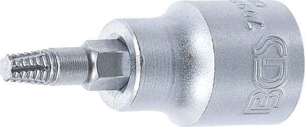 Schraubenausdreher-Bit-Einsatz | Antrieb Innenvierkant 10 mm (3/8") | für defektes T-Profil (für Torx) T25