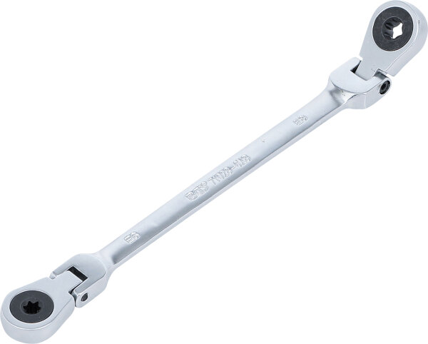 Doppel-Ratschen-Ringschlüssel | abwinkelbar | mit E-Profil Ringköpfen | SW E6 x E8