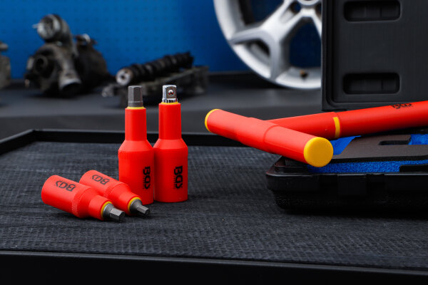 VDE-Bit-Einsatz-Satz | Antrieb Innenvierkant 10 mm (3/8") / 12,5 mm (1/2") | Innensechskant 4 - 10 mm | 10-tlg.