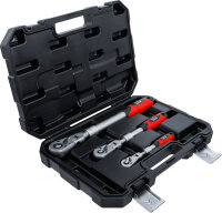 Umschaltknarren-Satz | ausziehbar, abwinkelbar | Abtrieb Außenvierkant 6,3 mm (1/4") - 10 mm (3/8") - 12,5 mm (1/2") | 3-tlg.