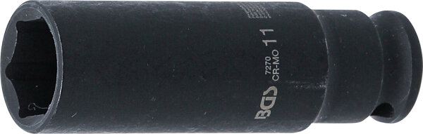 Kraft-Steckschlüssel-Einsatz Sechskant, tief | Antrieb Innenvierkant 6,3 mm (1/4") | SW 11 mm