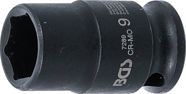 Kraft-Steckschlüssel-Einsatz Sechskant | Antrieb Innenvierkant 6,3 mm (1/4") | SW 9 mm