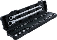 Doppel-Ring- und Ratschenring-Gelenkschlüssel-Satz | extra lang | 27-tlg.